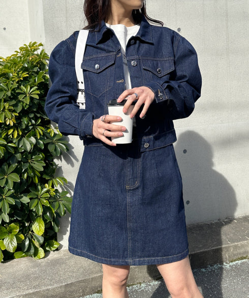 クロップド丈デニムジャケットセットアップ | CL2233073 | ネイビー