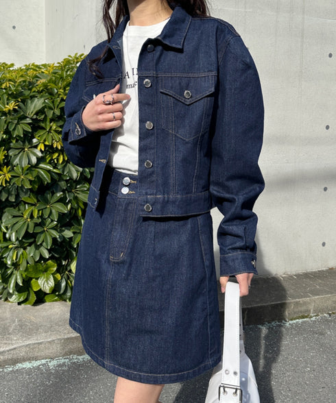 クロップド丈デニムジャケットセットアップ | CL2233073 | ネイビー