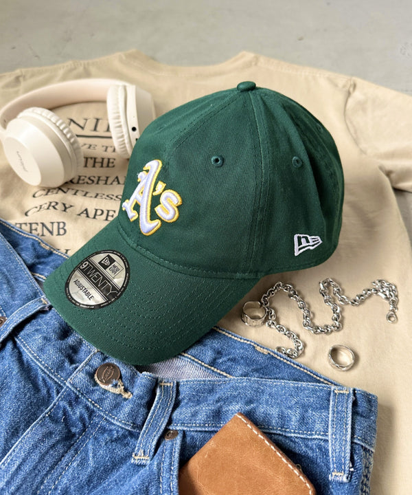 NEW ERA(ニューエラ)/9TWENTY MLB CORE CLASSIC 限定 メジャーリーグ べースボール ロゴキャップ MLB公式 チームロゴネームタグ アジャスター付 サイズ調整可能 | IM5232030 | ダークグリーン