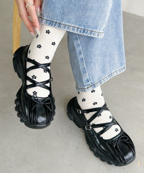 【22.5cm~24.5cm】ボリュームソールバレリーナストラップシューズ | LO3233215 | ブラック