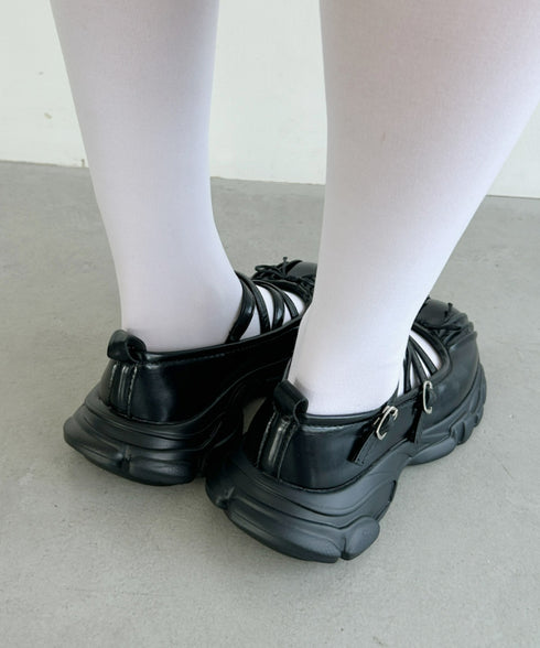 【22.5cm~24.5cm】ボリュームソールバレリーナストラップシューズ | LO3233215 | ブラック