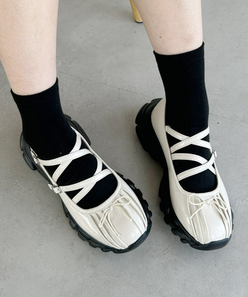 【22.5cm~24.5cm】ボリュームソールバレリーナストラップシューズ | LO3233215 | アイボリー