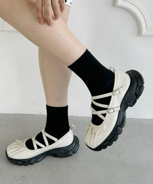 【22.5cm~24.5cm】ボリュームソールバレリーナストラップシューズ | LO3233215 | アイボリー