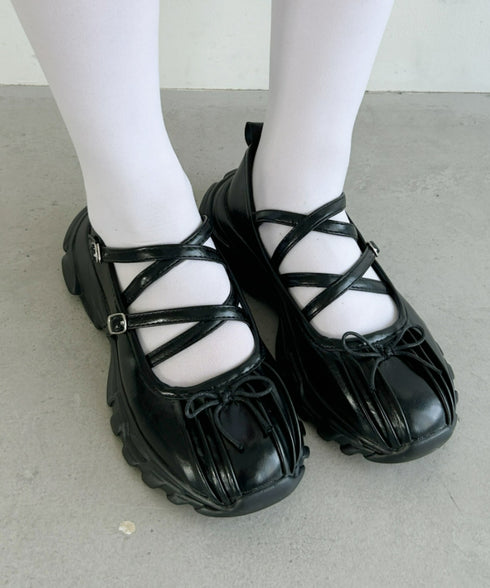 【22.5cm~24.5cm】ボリュームソールバレリーナストラップシューズ | LO3233215 | ブラック