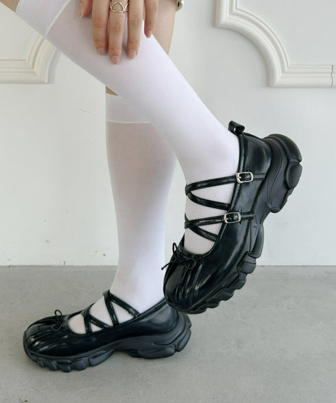 【22.5cm~24.5cm】ボリュームソールバレリーナストラップシューズ | LO3233215 | ブラック