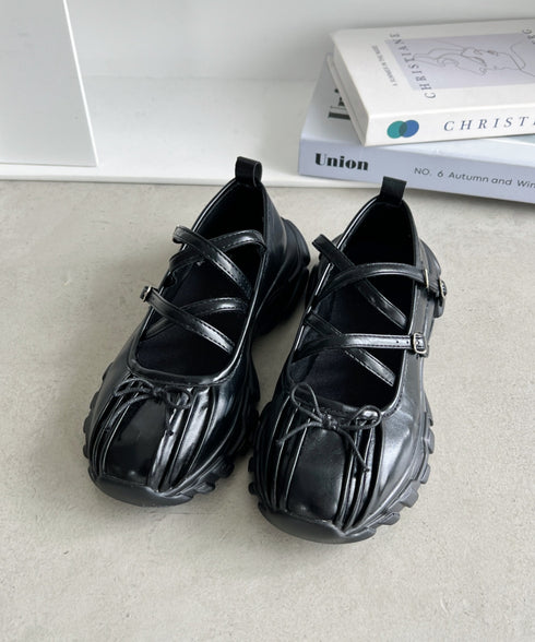 【22.5cm~24.5cm】ボリュームソールバレリーナストラップシューズ | LO3233215 | ブラック