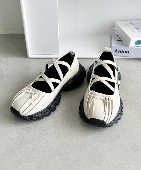 【22.5cm~24.5cm】ボリュームソールバレリーナストラップシューズ | LO3233215 | アイボリー