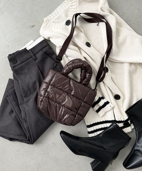THE NORTH FACE(ザ・ノースフェイス)/2WAY メタリック ミニ ショルダーパデットバッグ/PLUMPY TOTE BAG | IM1233037 | ダークブラウン