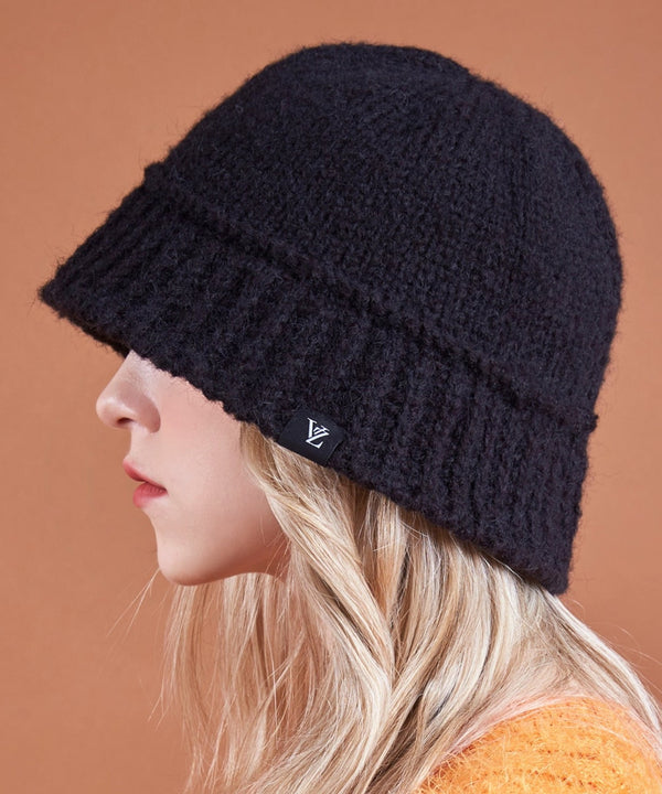 VARZAR(バザール)/Monogram Label Wool Knit Bucket Hat/モノグラム ラベル ウール ニット バケットハット | IL5233053 | ブラック