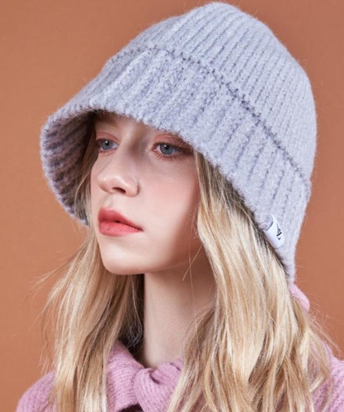 VARZAR(バザール)/Monogram Label Wool Knit Bucket Hat/モノグラム ラベル ウール ニット バケットハット | IL5233053 | グレー