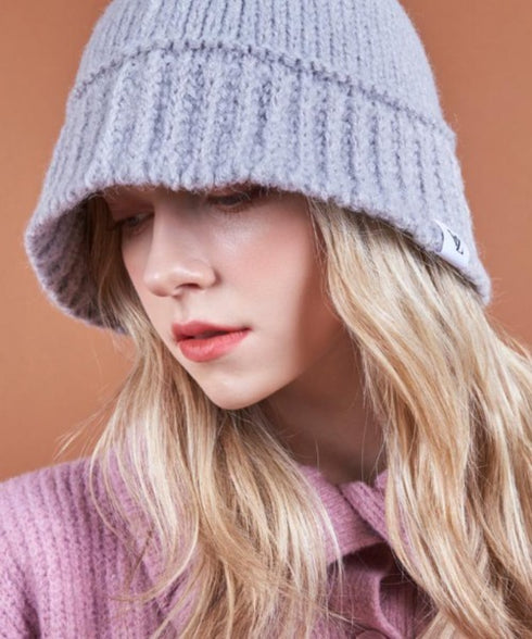 VARZAR(バザール)/Monogram Label Wool Knit Bucket Hat/モノグラム ラベル ウール ニット バケットハット | IL5233053 | グレー