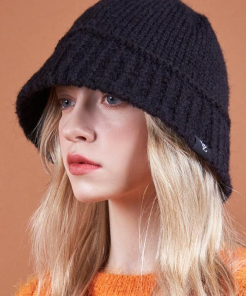 VARZAR(バザール)/Monogram Label Wool Knit Bucket Hat/モノグラム ラベル ウール ニット バケットハット | IL5233053 | ブラック