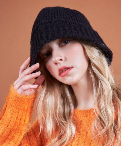 VARZAR(バザール)/Monogram Label Wool Knit Bucket Hat/モノグラム ラベル ウール ニット バケットハット | IL5233053 | ブラック