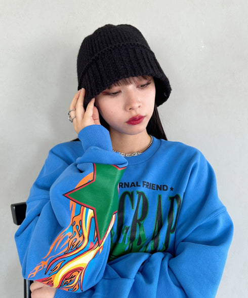 VARZAR(バザール)/Monogram Label Wool Knit Bucket Hat/モノグラム ラベル ウール ニット バケットハット | IL5233053 | ブラック