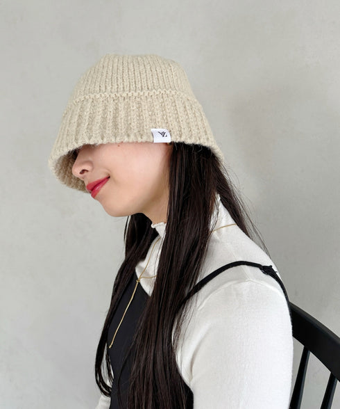 VARZAR(バザール)/Monogram Label Wool Knit Bucket Hat/モノグラム ラベル ウール ニット バケットハット | IL5233053 | ベージュ