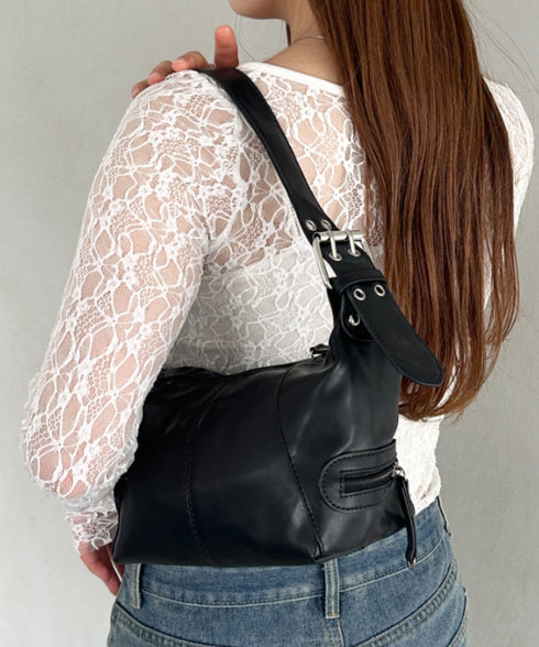 フェイクレザーベルトデザインハンドバッグ | WOMEN | WR1233013 | ブラック