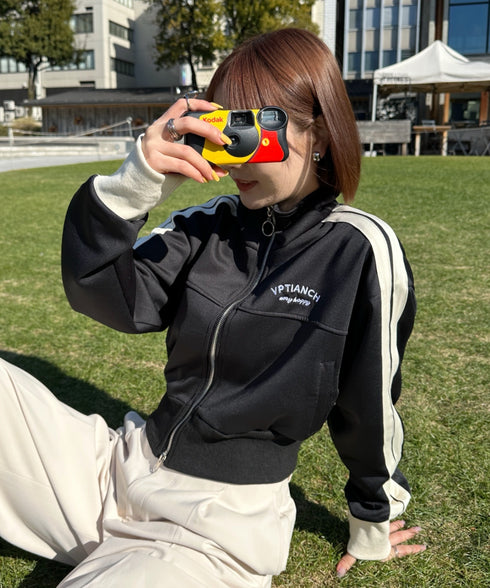 ラインショート丈トラックジャケット | CL2233573 | ブラック