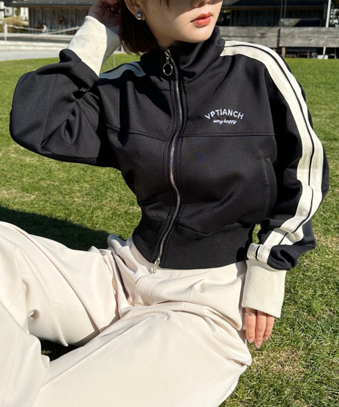 ラインショート丈トラックジャケット | CL2233573 | ブラック