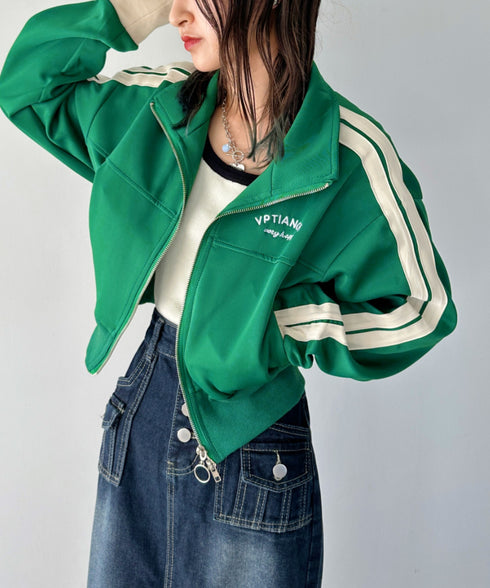 ラインショート丈トラックジャケット | CL2233573 | グリーン