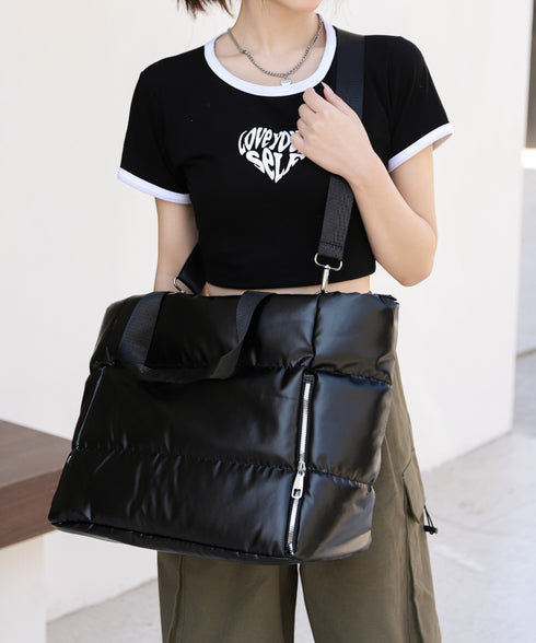 【大容量】メタリックキルティングトラベルバッグ | WR1233020 | ブラック