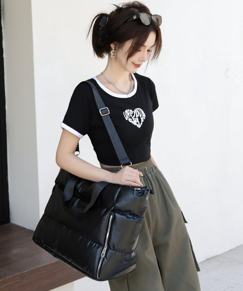 【大容量】メタリックキルティングトラベルバッグ | WR1233020 | ブラック