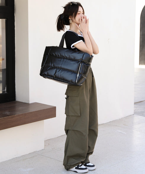 【大容量】メタリックキルティングトラベルバッグ | WR1233020 | ブラック