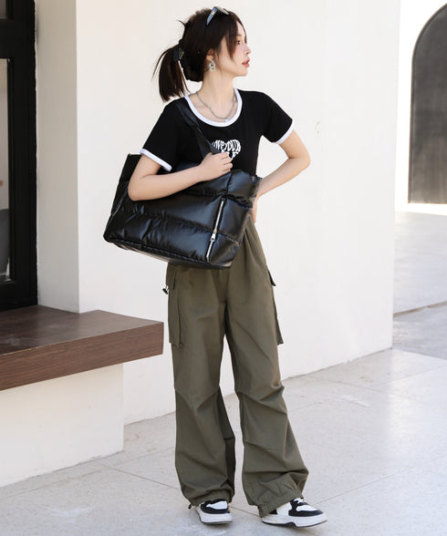 【大容量】メタリックキルティングトラベルバッグ | WR1233020 | ブラック