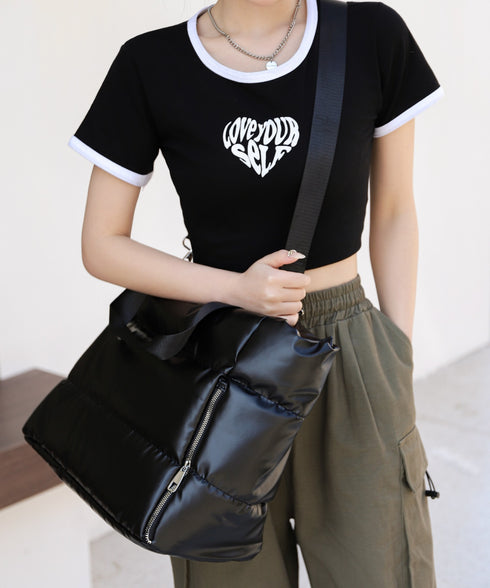 【大容量】メタリックキルティングトラベルバッグ | WR1233020 | ブラック