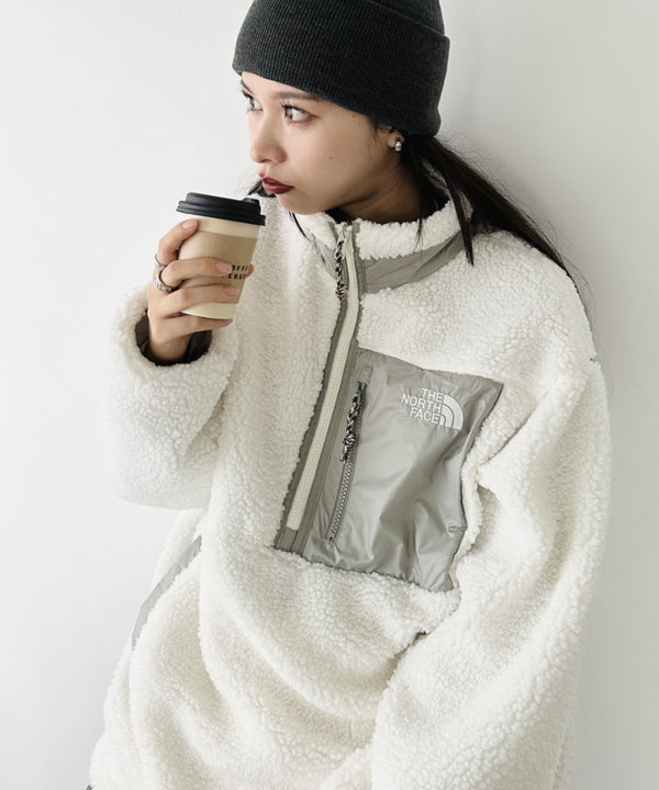 THE NORTH FACE(ザ・ノースフェイス)/2WAY リバーシブル 軽量 保温 プレイグリーン ボアフリース ナイロン ハーフジップアノラック/PLAY GREEN RVS FLEECE ANORAK | IM2234009 | アイボリー