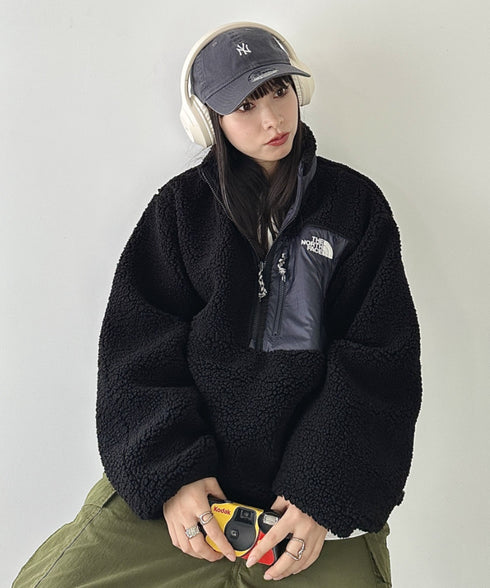 THE NORTH FACE(ザ・ノースフェイス)/2WAY リバーシブル 軽量 保温 プレイグリーン ボアフリース ナイロン ハーフジップアノラック/PLAY GREEN RVS FLEECE ANORAK | IM2234009 | ブラック