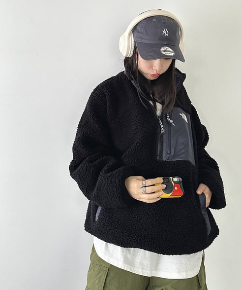 THE NORTH FACE(ザ・ノースフェイス)/2WAY リバーシブル 軽量 保温 プレイグリーン ボアフリース ナイロン ハーフジップアノラック/PLAY GREEN RVS FLEECE ANORAK | IM2234009 | ブラック