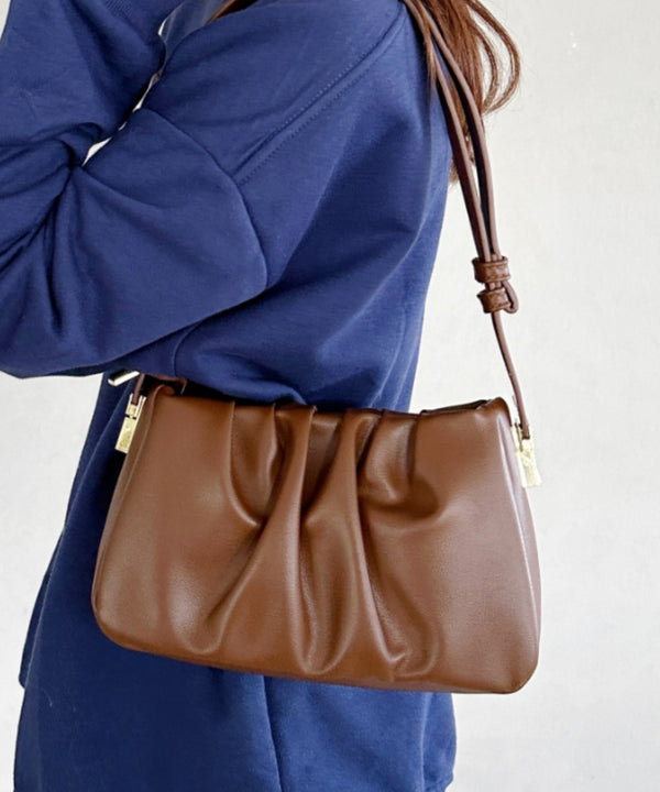 tack desigh leather shoulder bag/2WAYタックデザインPUショルダーバッグ | UN1233730 | ブラウン