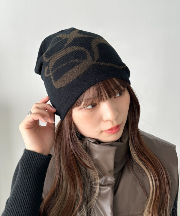 モチーフジャガードビーニー | CL5233818 | ブラック系その他