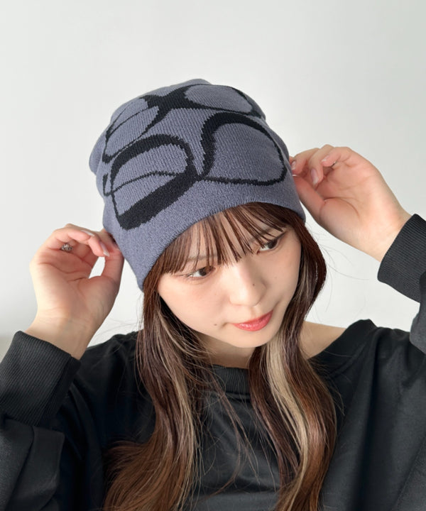 モチーフジャガードビーニー | CL5233818 | チャコールグレー