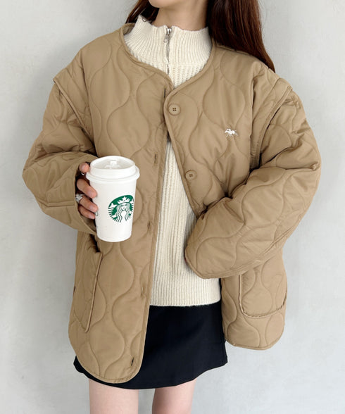 【POLO CHAMPS/ポロチャンプス】 別注 袖取り外し2WAYキルティングジャケット | MD2234001 | ベージュ