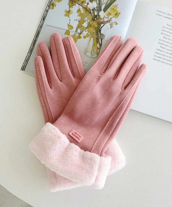 【スマホ対応】裏起毛ファー手袋 | MD6234004 | ピンク