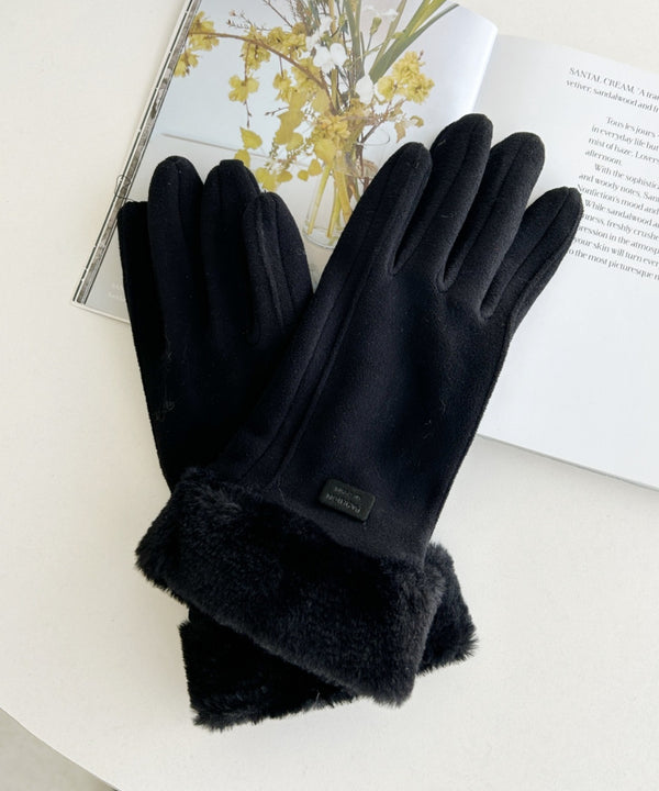 【スマホ対応】裏起毛ファー手袋 | MD6234004 | ブラック