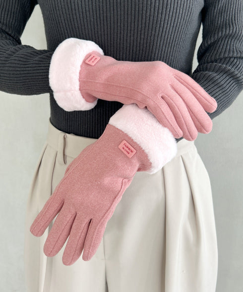 【スマホ対応】裏起毛ファー手袋 | MD6234004 | ピンク