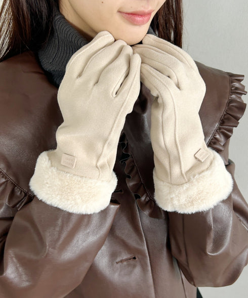 【スマホ対応】裏起毛ファー手袋 | MD6234004 | ベージュ