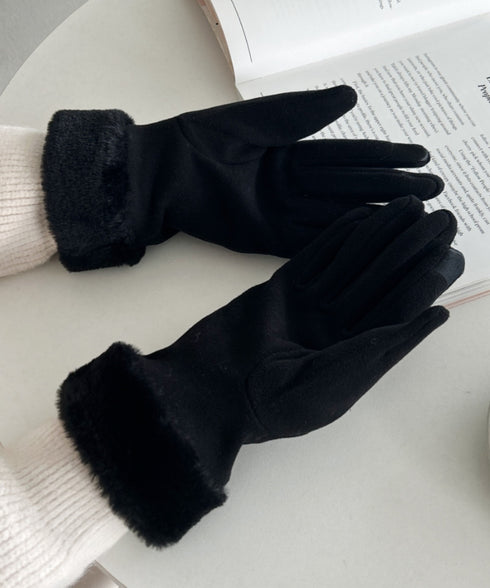 【スマホ対応】裏起毛ファー手袋 | MD6234004 | ブラック