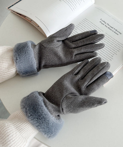 【スマホ対応】裏起毛ファー手袋 | MD6234004 | グレー
