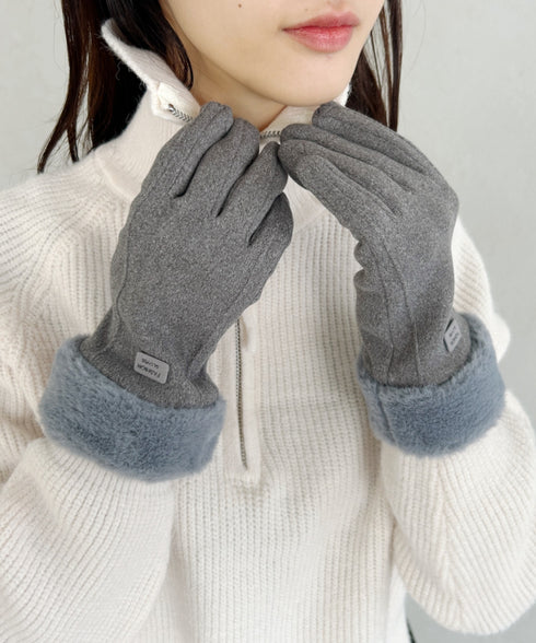 【スマホ対応】裏起毛ファー手袋 | MD6234004 | グレー