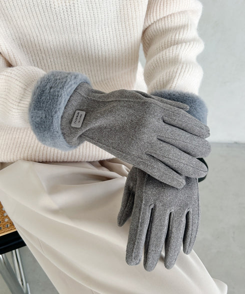 【スマホ対応】裏起毛ファー手袋 | MD6234004 | グレー