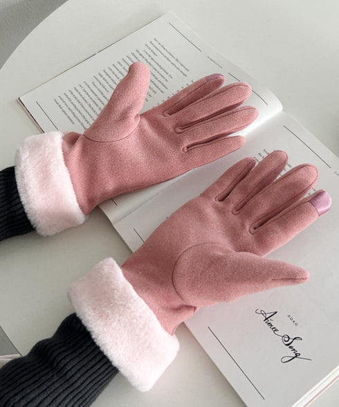 【スマホ対応】裏起毛ファー手袋 | MD6234004 | ピンク