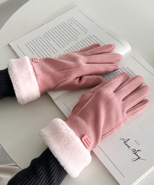 【スマホ対応】裏起毛ファー手袋 | MD6234004 | ピンク