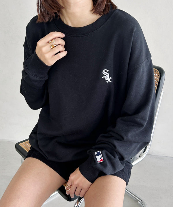 【MLB/エムエルビー】メジャーリーグベースボール 別注 チームロゴ刺繍 裏毛スウェット | MD2233027 | ブラック