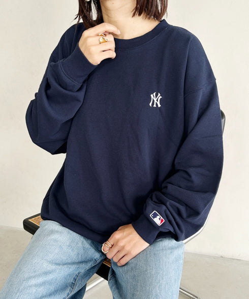 【MLB/エムエルビー】メジャーリーグベースボール 別注 チームロゴ刺繍 裏毛スウェット | MD2233027 | ネイビー