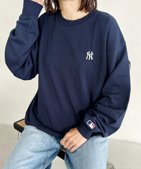 【MLB/エムエルビー】メジャーリーグベースボール 別注 チームロゴ刺繍 裏毛スウェット | MD2233027 | ネイビー