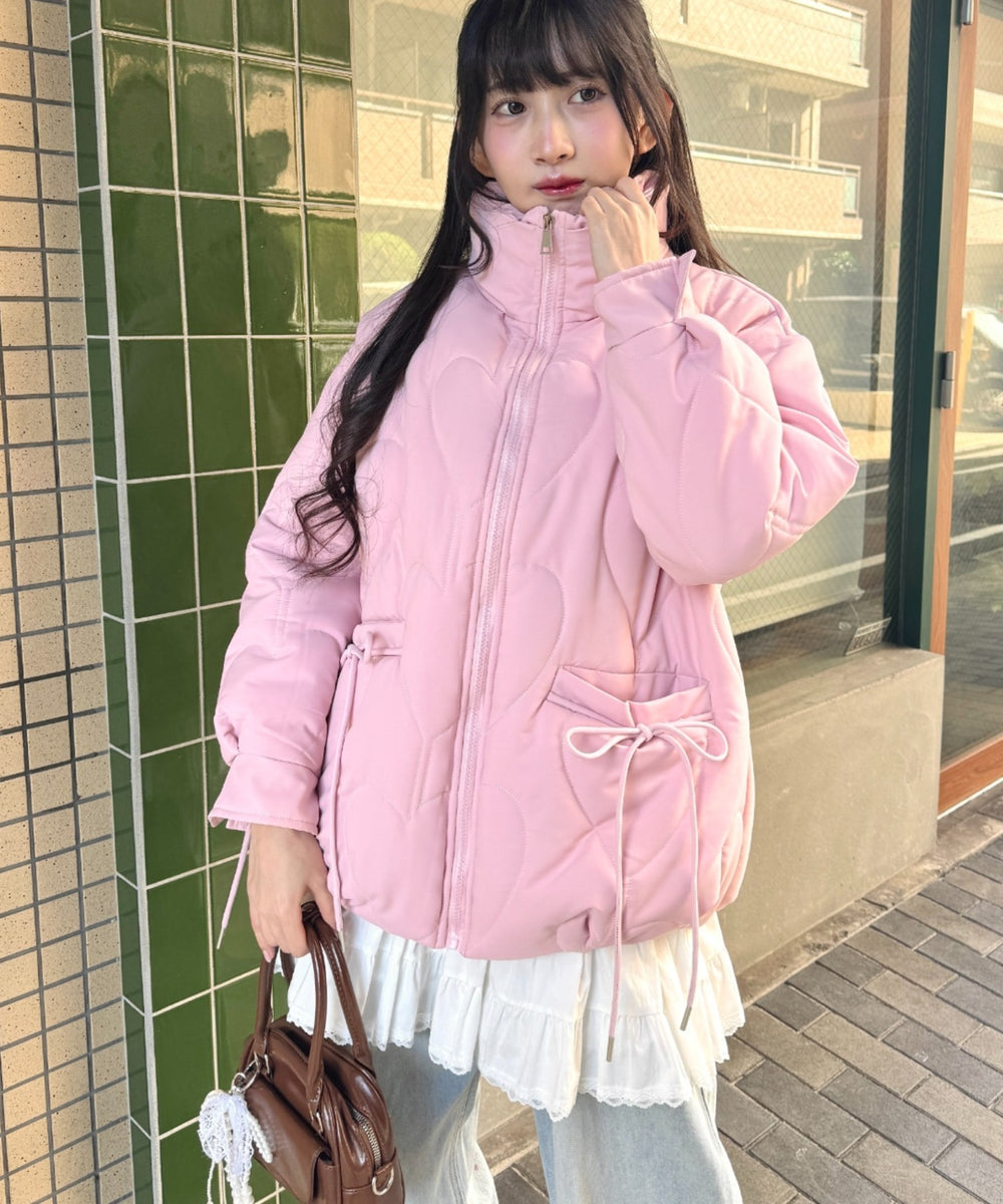 完売品　Hannah クロッカンブッシュ ピンク L アウター 新作ジャンパー ハートキルティングリボンオーバージャケット | LO22340180 | ピンク