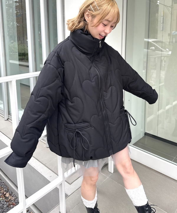 ハートキルティングリボンオーバージャケット | LO22340180 | ブラック
